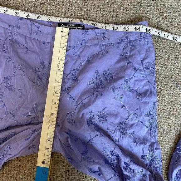 VTG Y2K Salvatore Ferragamo Flare Leg Pants Purple Floral Embroidered Lady Sz 8 - Picture 4 of 13